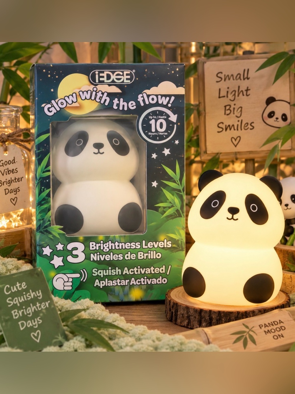edge Panda Night Light - White and Black Squishy Lamp